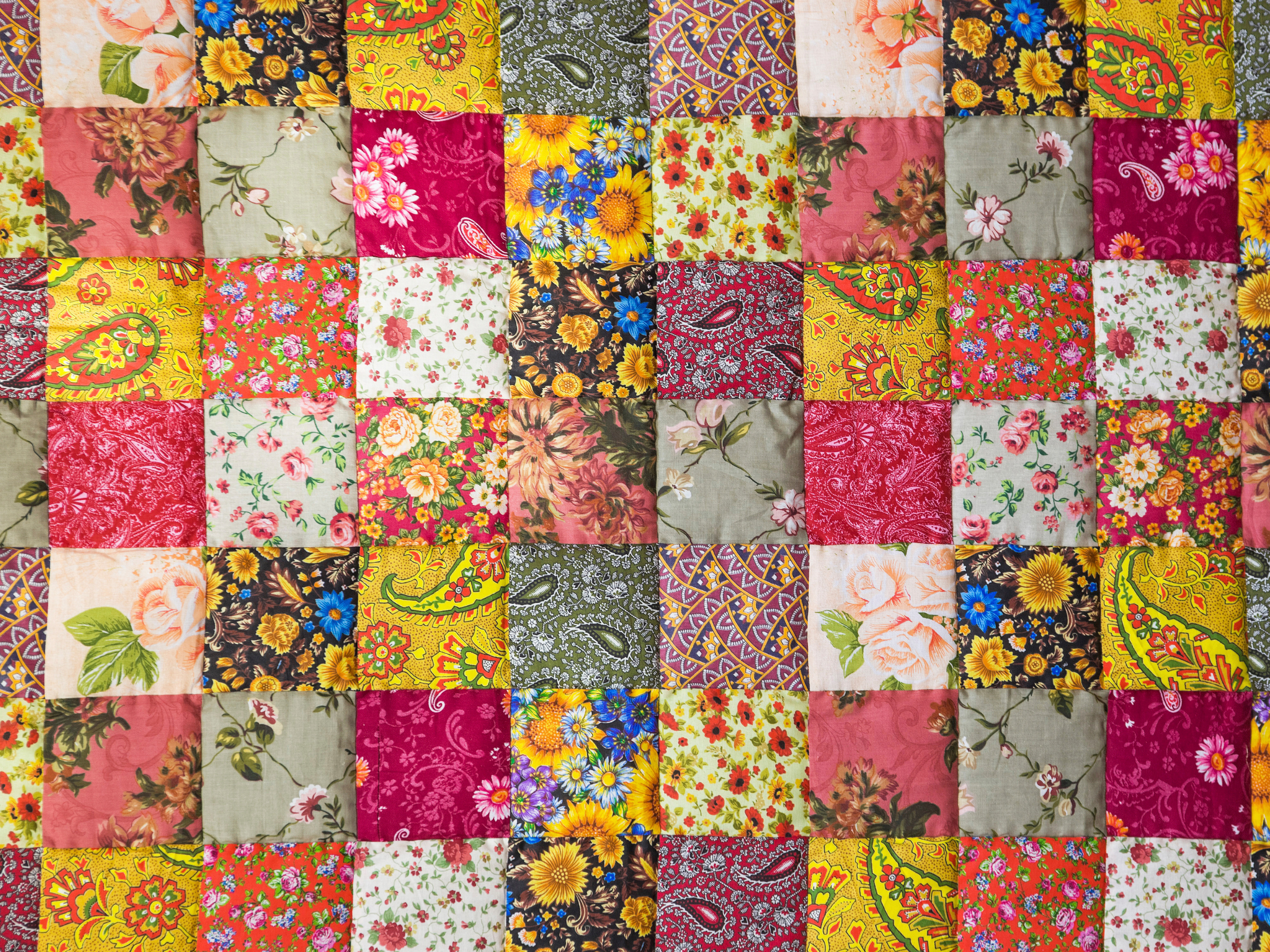 Handmade quilt work in progress at the sewing table